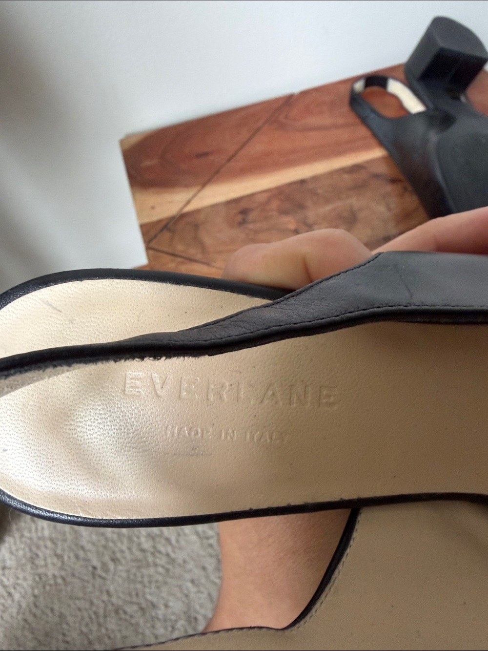 Everlane Black Leather Pointed Slingback Heels - Picture 7 of 7